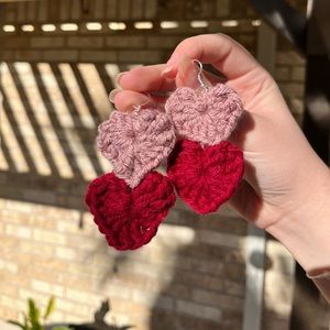Crotchet heart earrings